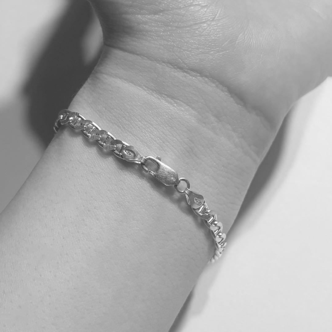 ヴィンテージ　イタリア製　シルバー925　アンカーチェーンブレスレット