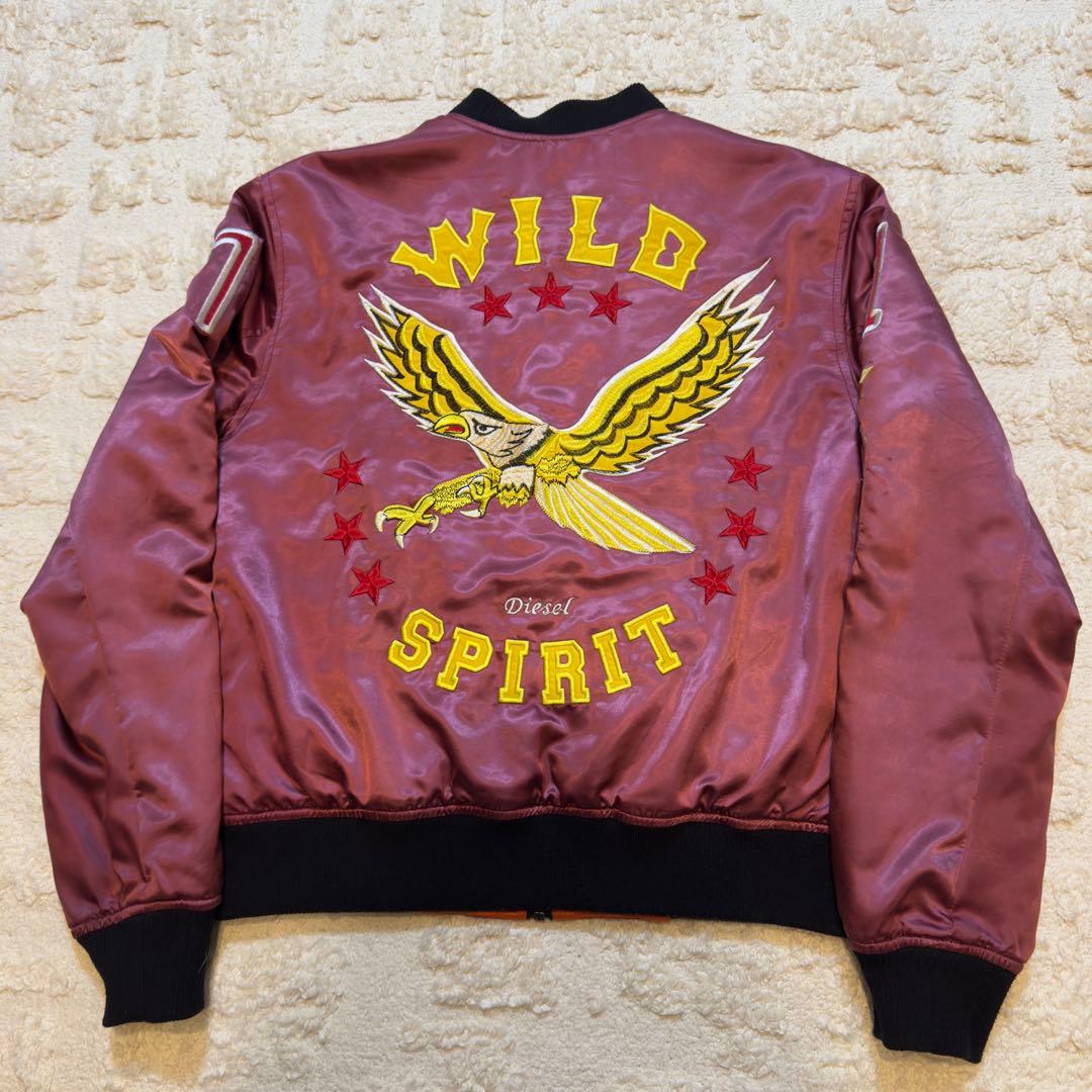 【ディーゼル】Sサイズ MA-1 刺繍デザイン ディーゼル バーガンディ