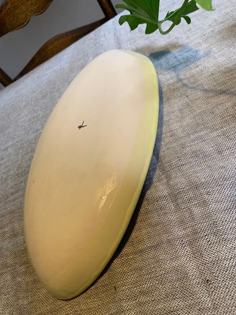 クリスチャンヌ　ペロション　ストーンウエア　　レモンイエロー　ロングオーバル型