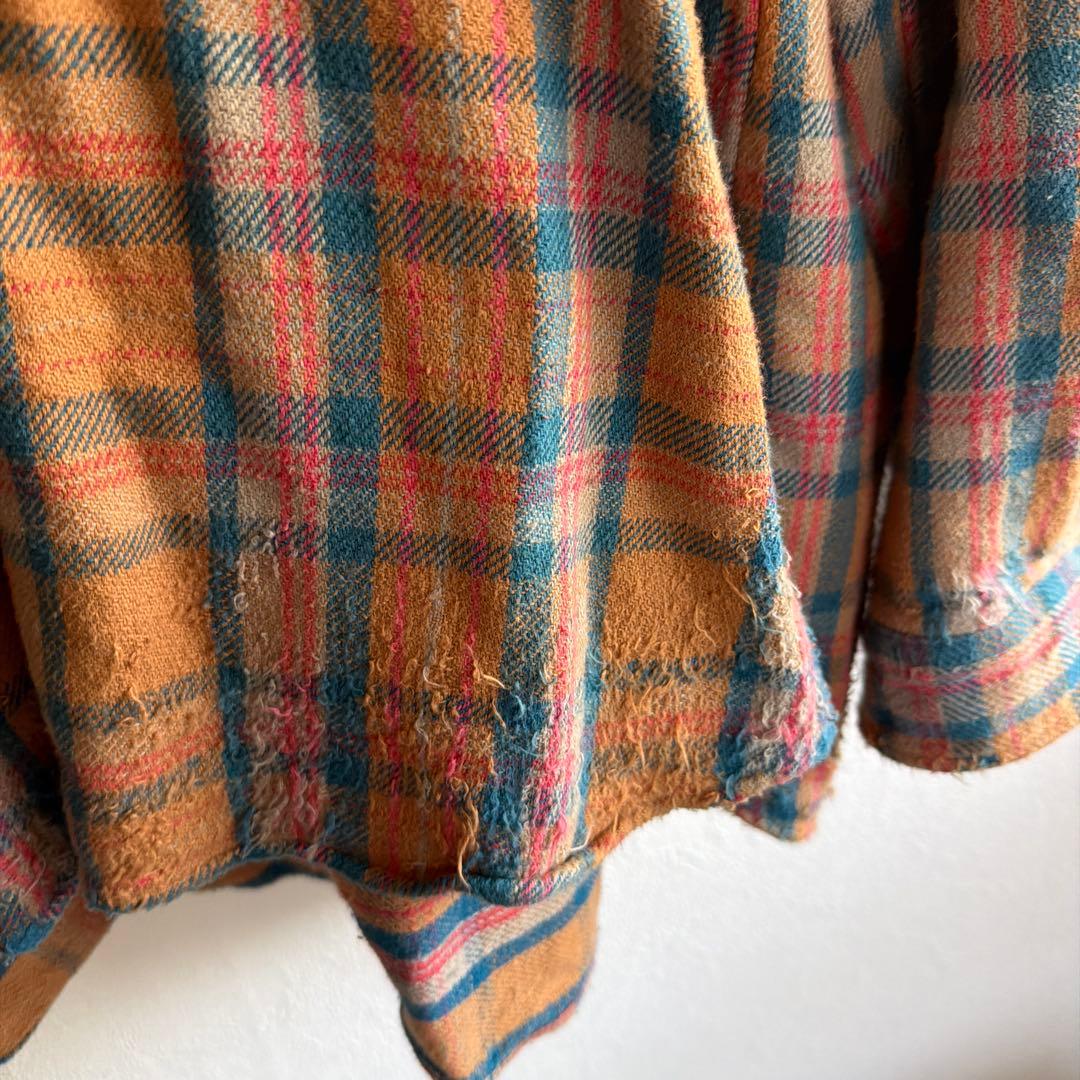 ANCELLM NEL CHECK HOODIE SHIRT CAMELサイズ1