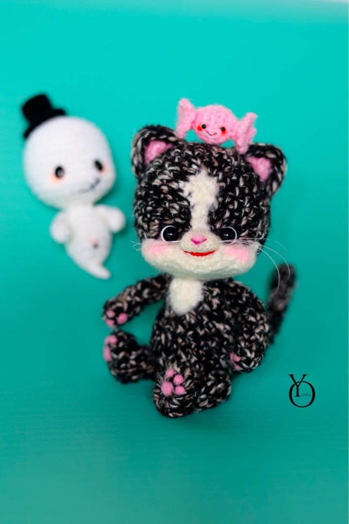 ゆい様 ハロウィン限定 ハチワレ キジトラ 猫 おばけ ゴースト あみぐるみ
