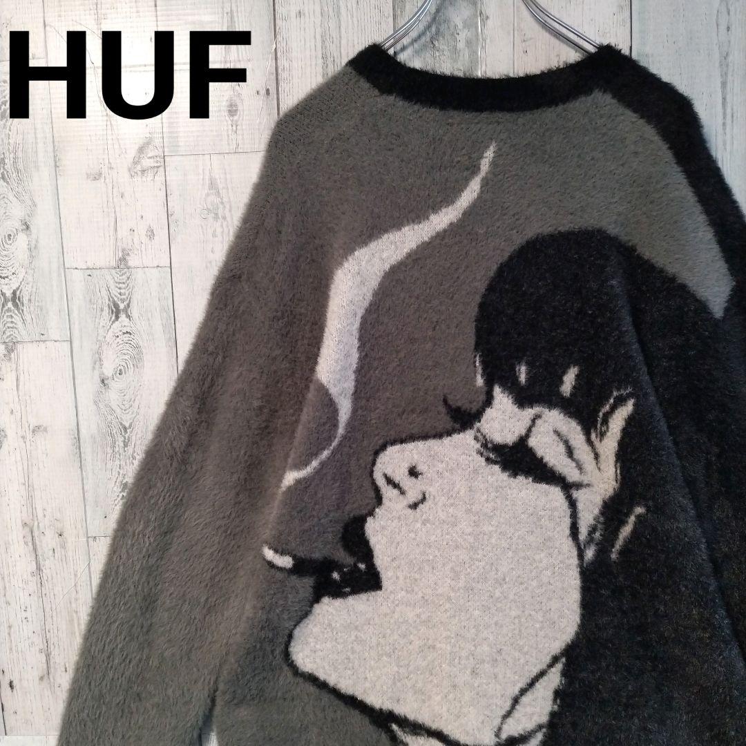 h73【人気Lサイズ】ハフ♤たばこ　ビックロゴ　カーディガン　最高デザイン