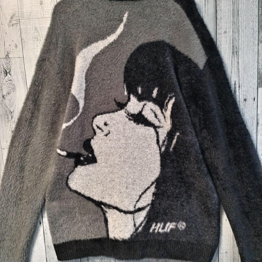 h73【人気Lサイズ】ハフ♤たばこ　ビックロゴ　カーディガン　最高デザイン