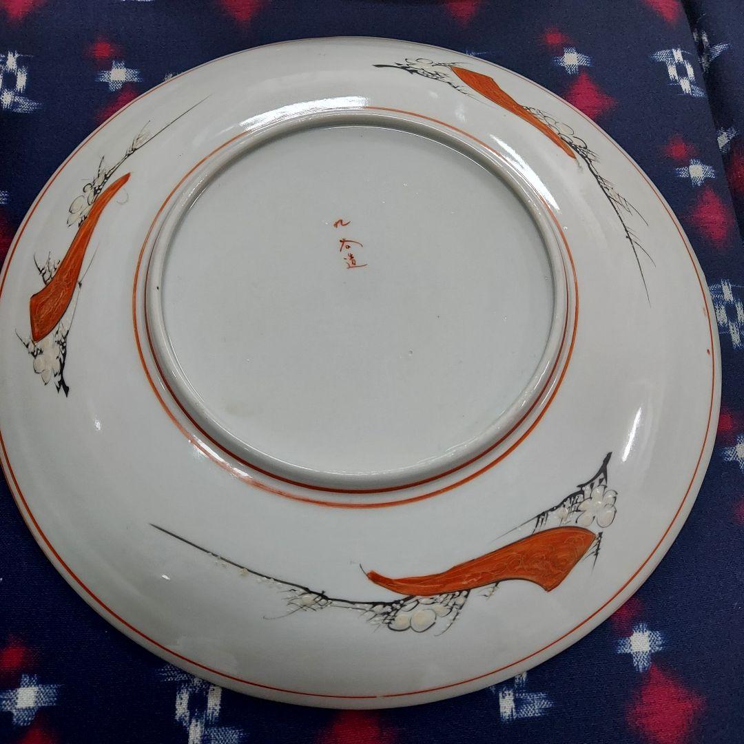 九谷焼　赤絵　八寸皿　 明治時代