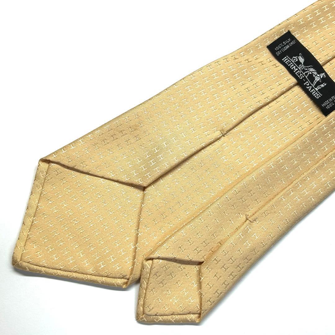 【未使用に近い✨】エルメス ネクタイ ベージュ ファソネH H柄 高級シルク