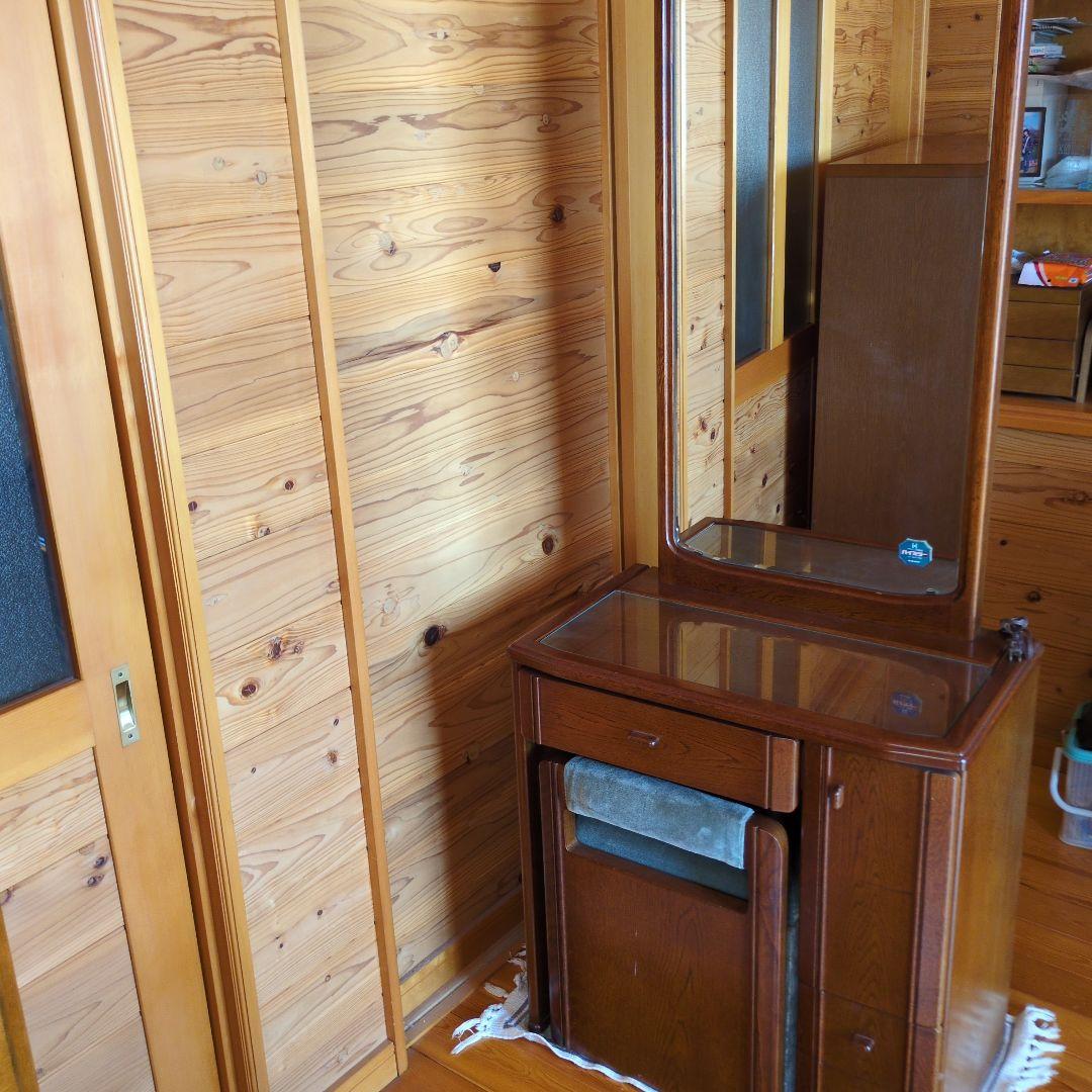 マイナス送料【お引き取り発送どちらでもレトロ】ブラウン 木製 ドレッサー 鏡台