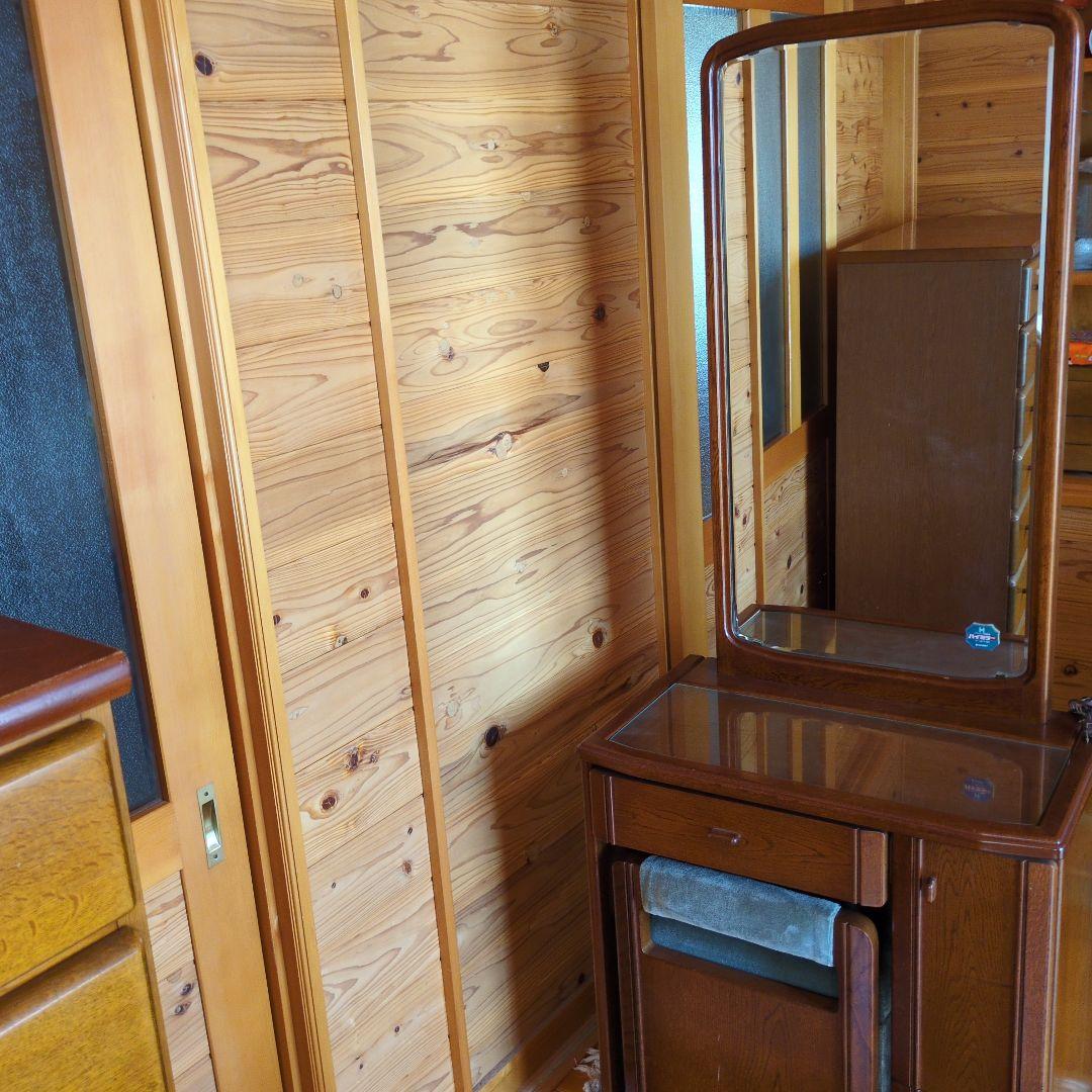 マイナス送料【お引き取り発送どちらでもレトロ】ブラウン 木製 ドレッサー 鏡台