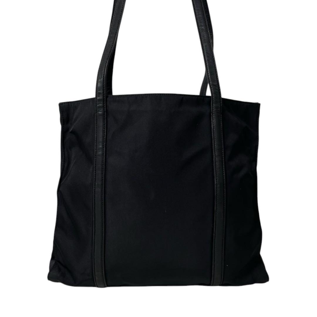 プラダ　ナイロン　三角ロゴ　レザー　トートバッグ　肩掛け　ブラック　 4539