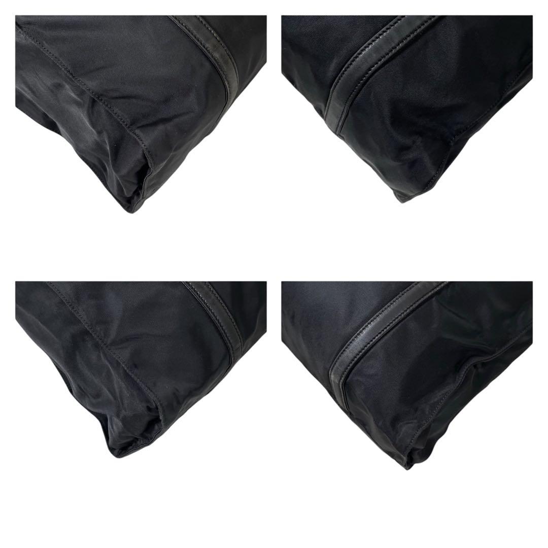 プラダ　ナイロン　三角ロゴ　レザー　トートバッグ　肩掛け　ブラック　 4539