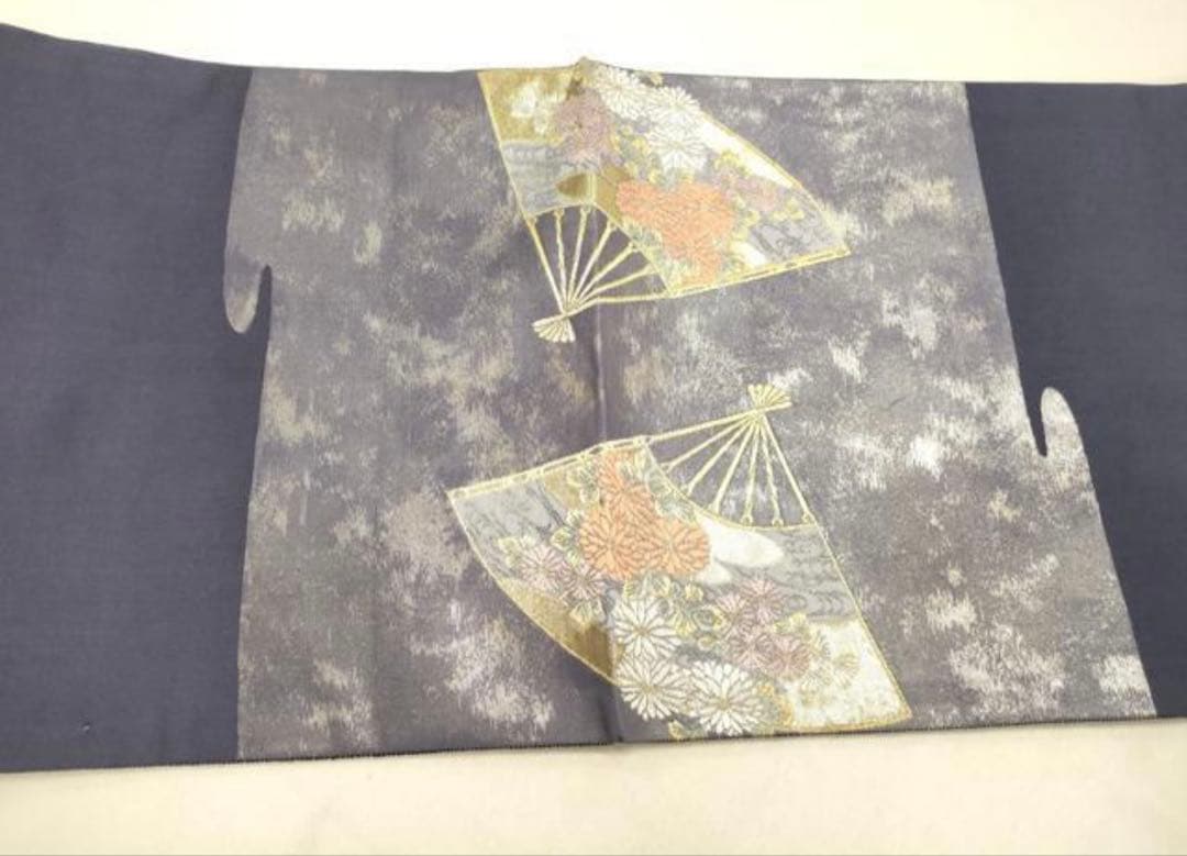 振袖 フルセット6点サイズS〜M 貝桶花文正絹袋帯唐織扇面御所車花文　金銀糸引箔