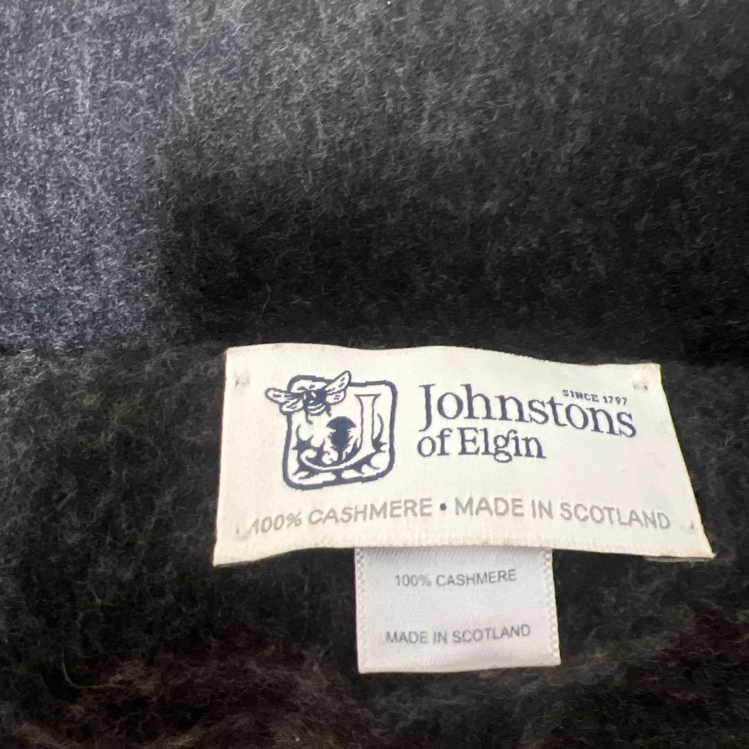 Johnstons 100%カシミヤ マフラー グレー フリンジ付き