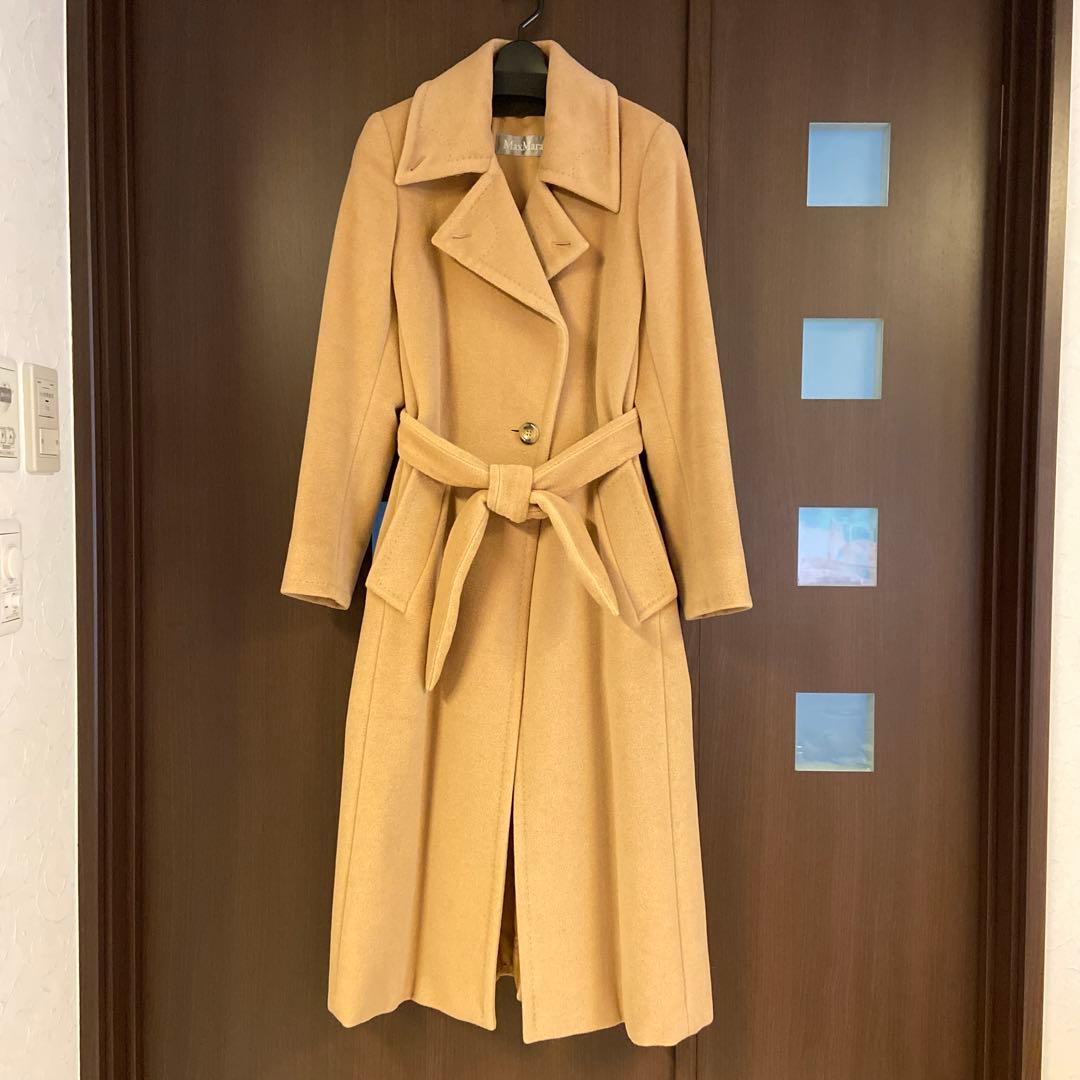 MaxMara キャメル ロングコート ウエストベルト付き