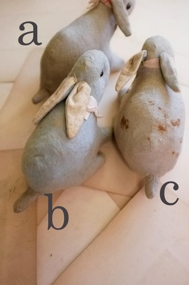 フランス 青いうさぎさんと薔薇色のリボンa ドール テディベア アンティーク