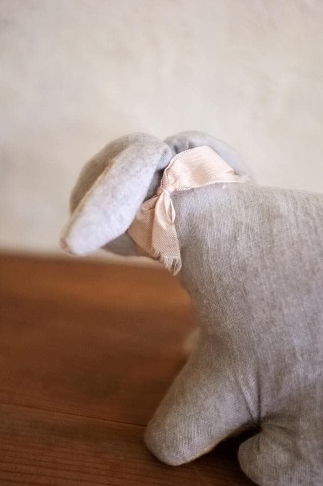 フランス 青いうさぎさんと薔薇色のリボンa ドール テディベア アンティーク