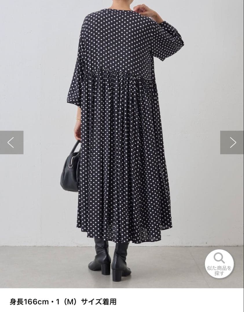 ビアーズリー　ドットギャザーワンピース