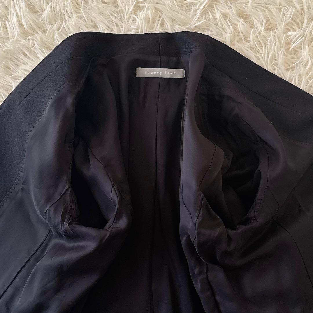 近年 セオリーリュクス✨ノーカラー パンツスーツ セットアップ 濃紺 40 38