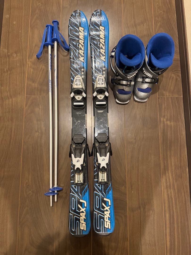 ■■送料無料■KAZAMA■子供用スキー4点セット■板100/靴20■WAX■■