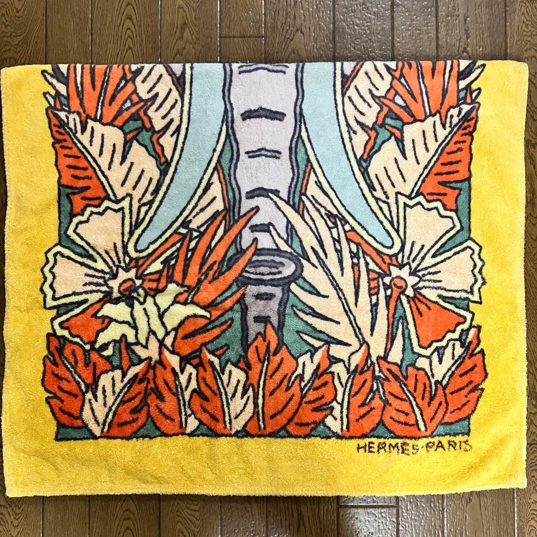 エルメス　ビーチタオル　植物と象
