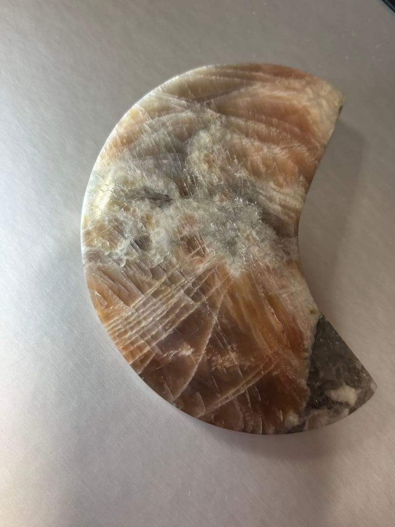 サンandムーンストーン　月型置物　293g 天然石