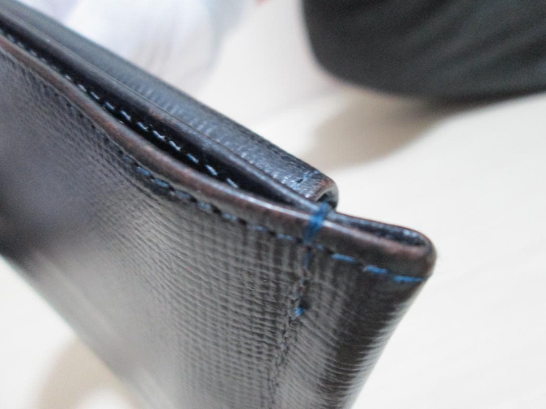 GLEN マネークリップ エンボス ダークブルー 小銭入れ付き