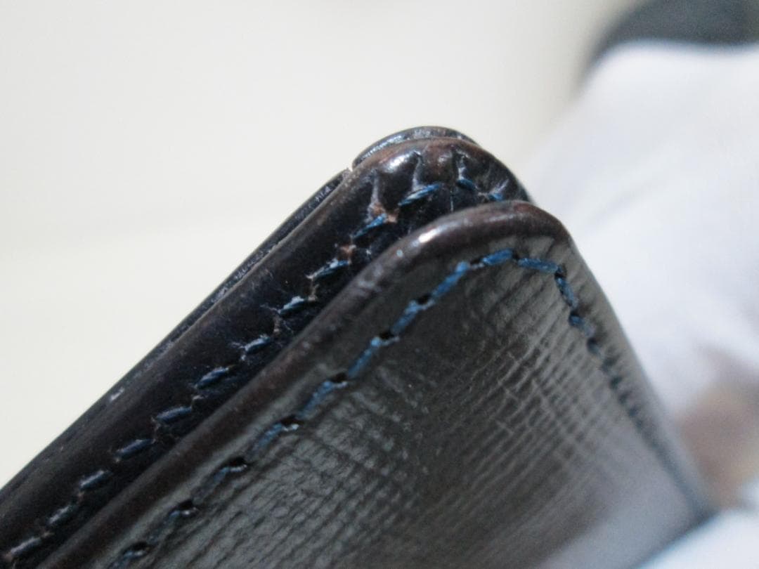 GLEN マネークリップ エンボス ダークブルー 小銭入れ付き