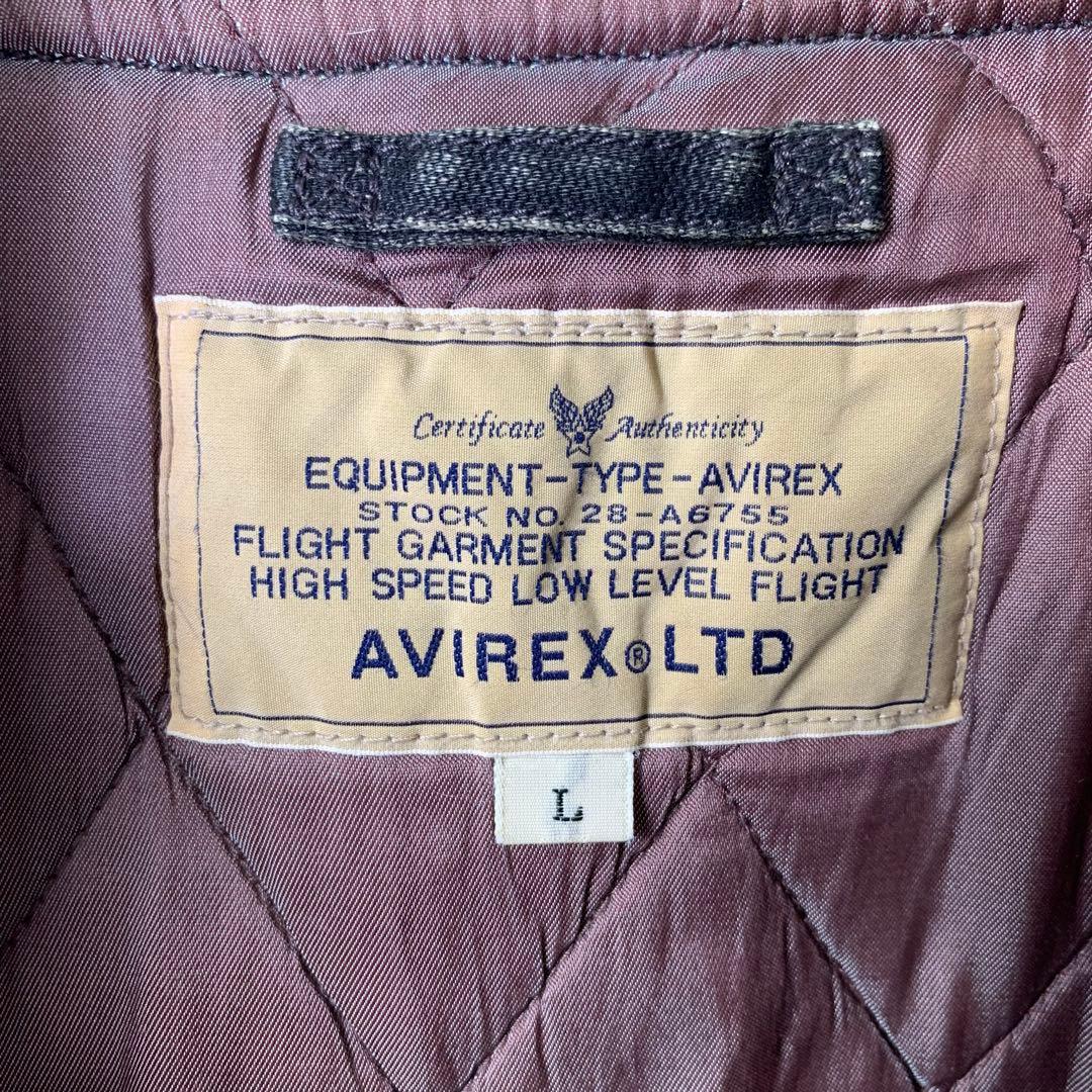 00s avirex フライトジャケット L 襟羊毛ボア 中綿 レザー ブラック