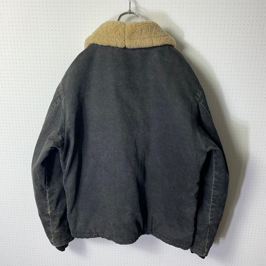 00s avirex フライトジャケット L 襟羊毛ボア 中綿 レザー ブラック