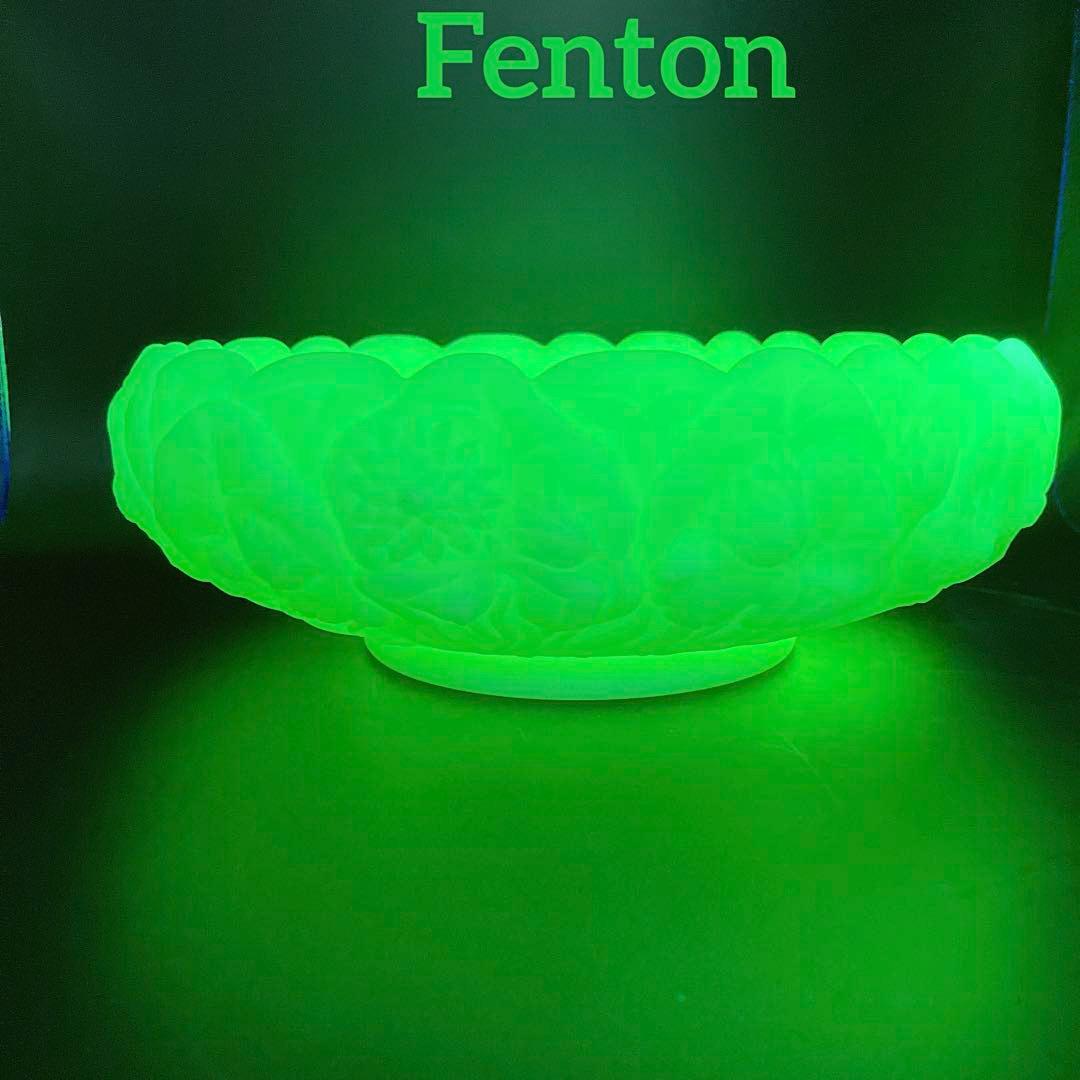 フェントン　ウランガラス　ディプレッショングラス　ボウル　カスタードガラス