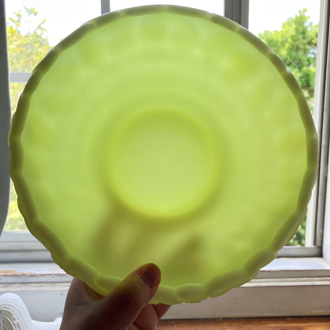 フェントン　ウランガラス　ディプレッショングラス　ボウル　カスタードガラス