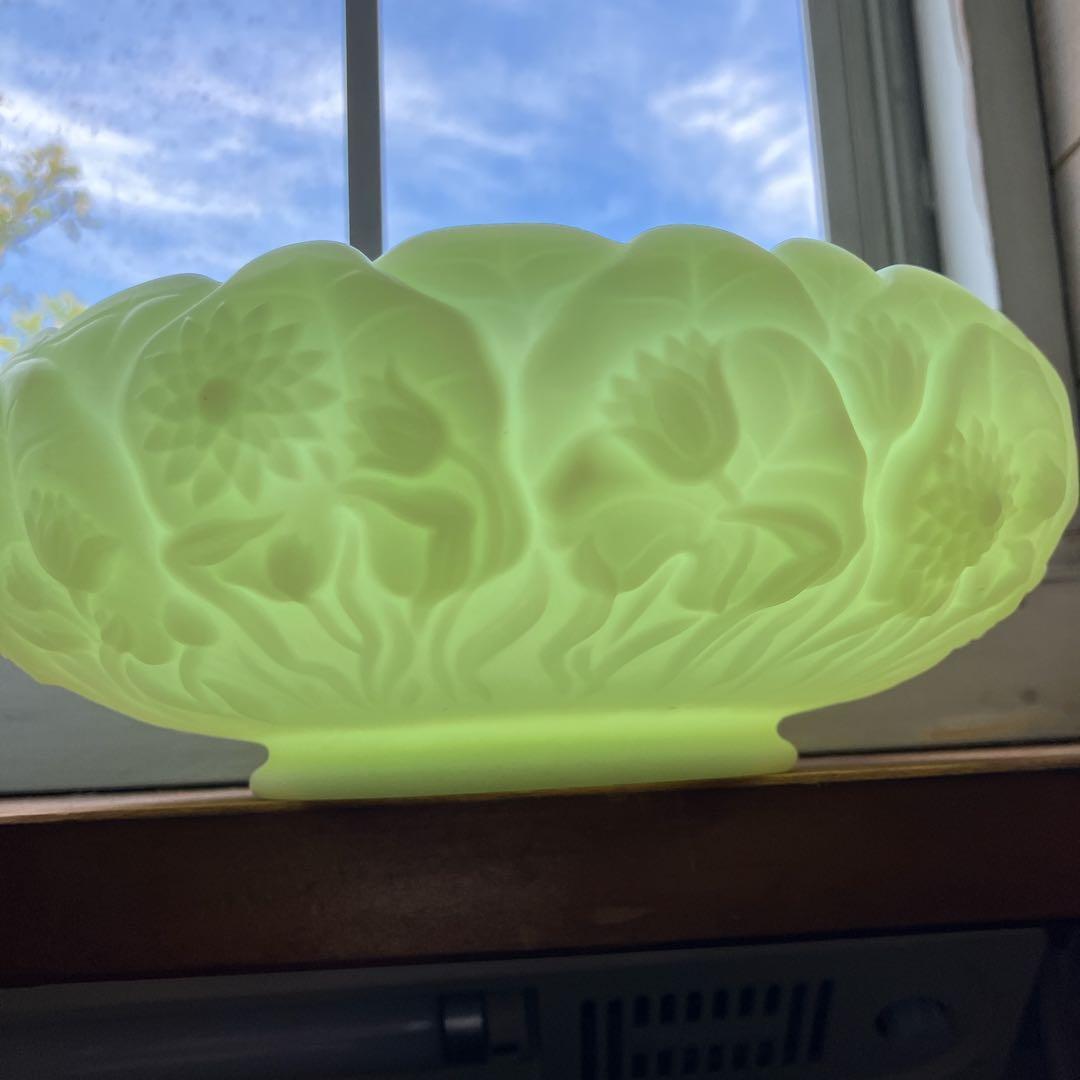 フェントン　ウランガラス　ディプレッショングラス　ボウル　カスタードガラス