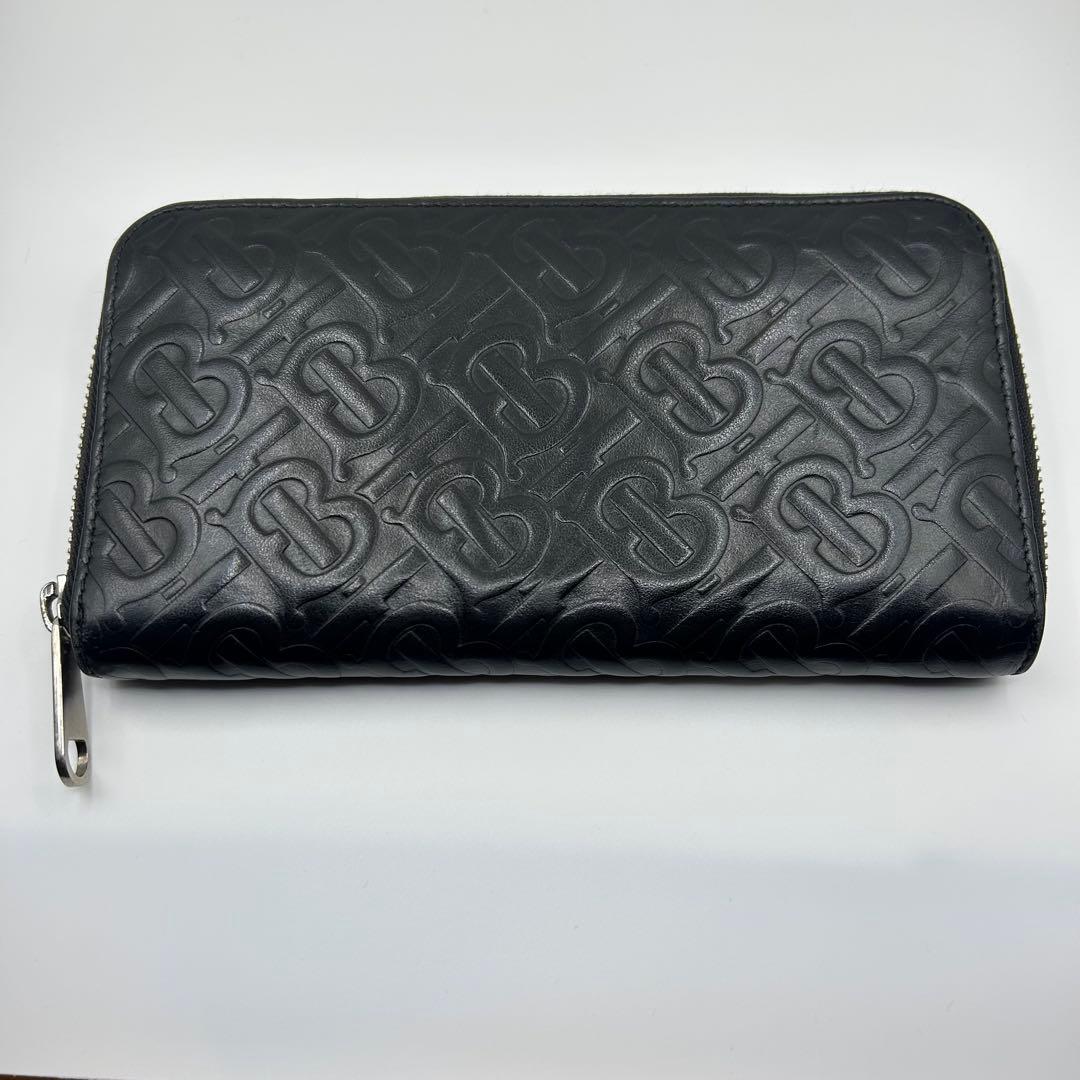 現行✨BURBERRY モノグラムTB ラウンドファスナー 長財布 保存袋 黒