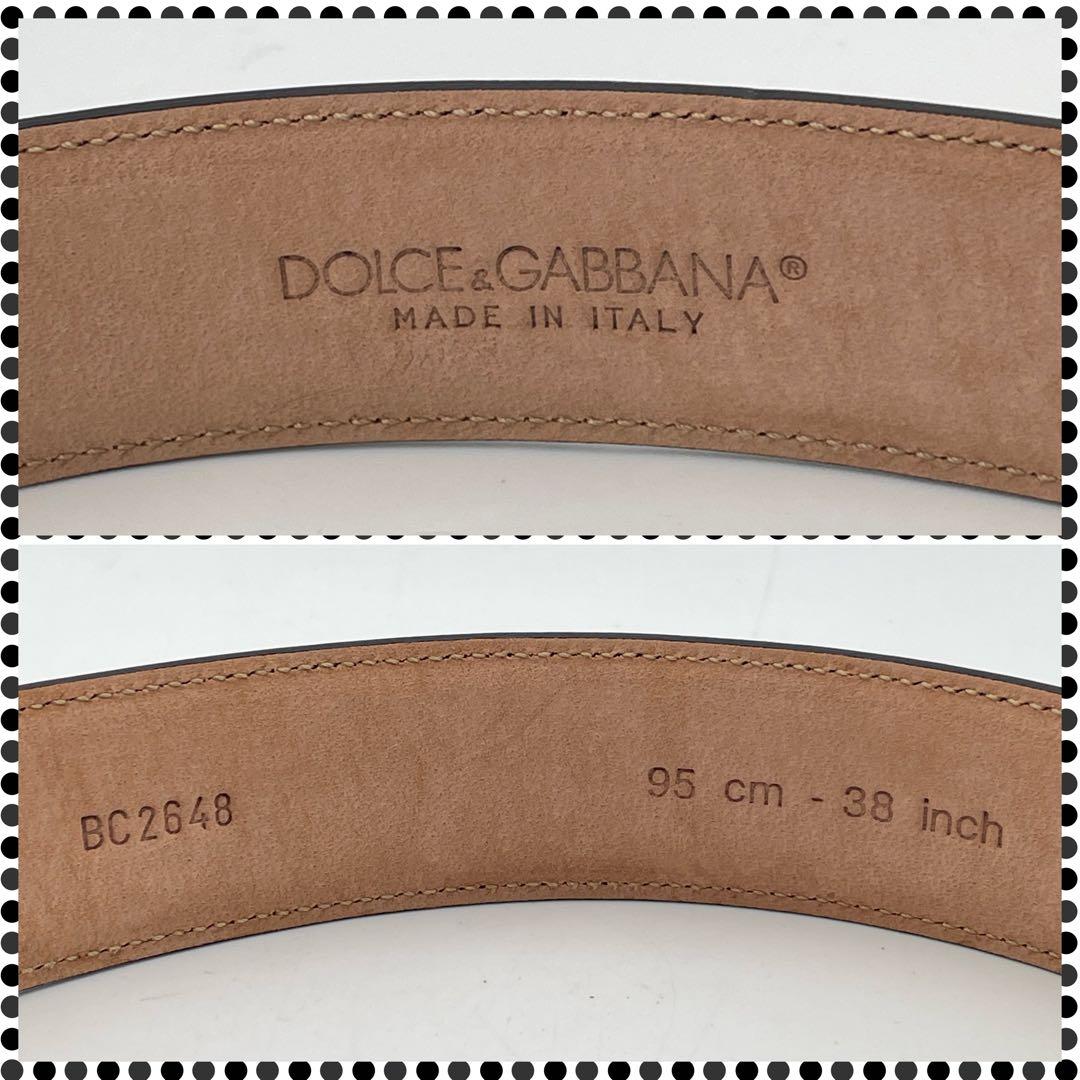 F ドルチェ＆ガッバーナ レザーベルト 真鍮プレート メンズ