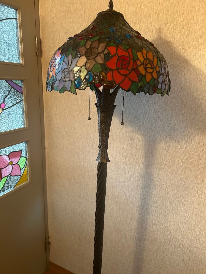 ステンドグラスフロアスタンド薔薇