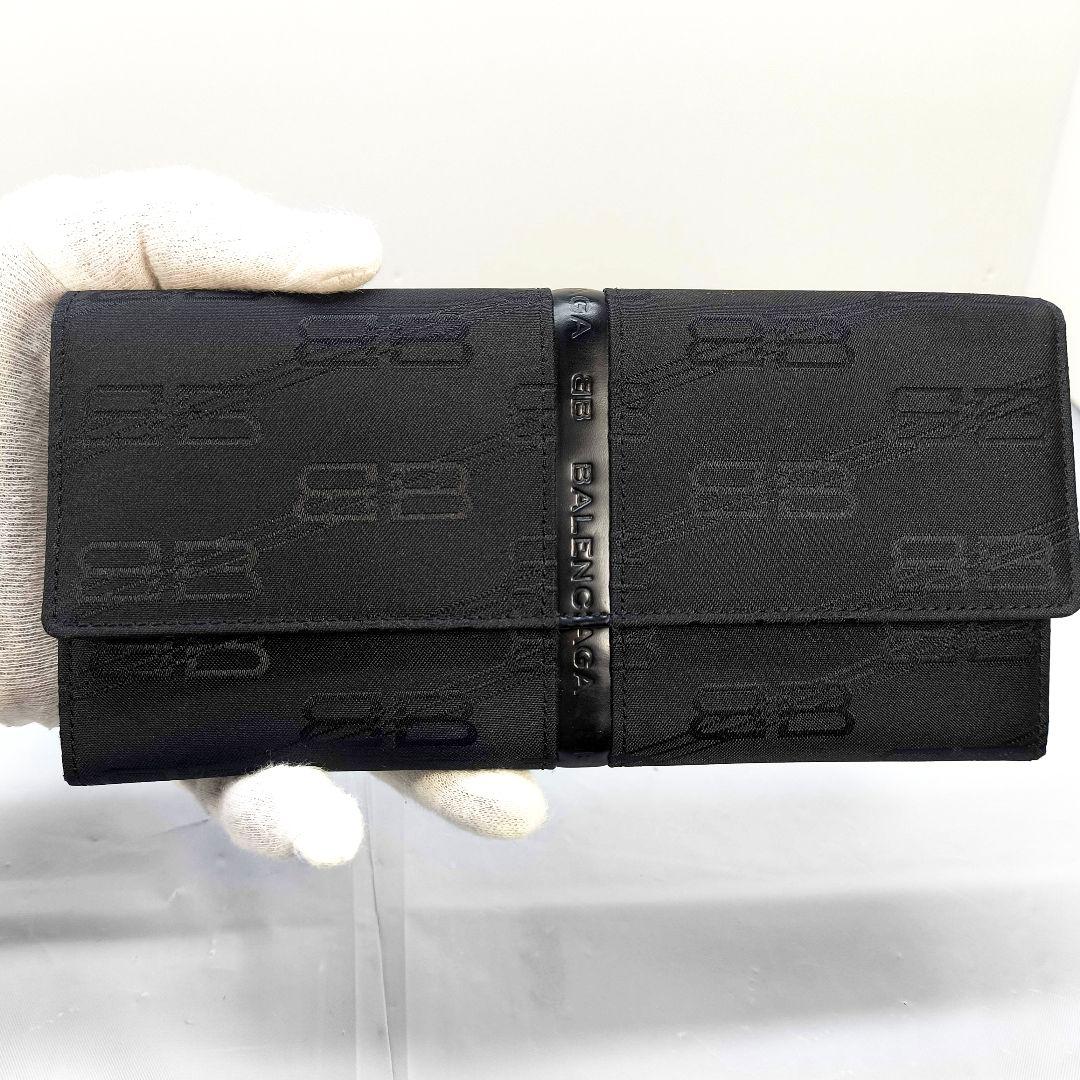 極美品 バレンシアガ 2つ折り 長財布 ブラック 黒