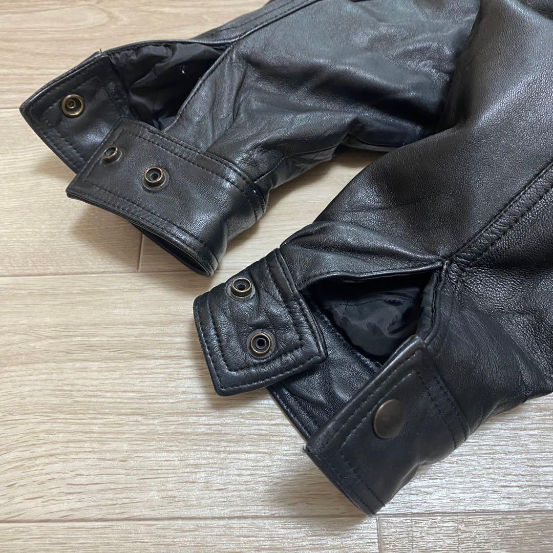 A2 黒　羊革　レザー　フライトジャケット　LL XL 柄裏地　y2k 00s