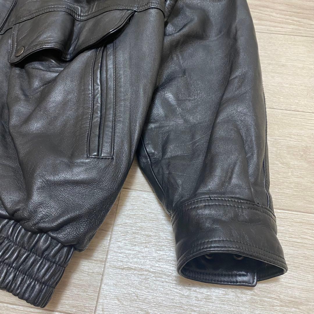A2 黒　羊革　レザー　フライトジャケット　LL XL 柄裏地　y2k 00s
