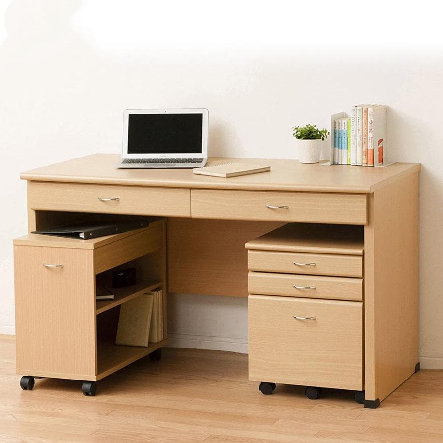 システムデスク/デスク チェスト ラック 3点セット W120 ナチュラル