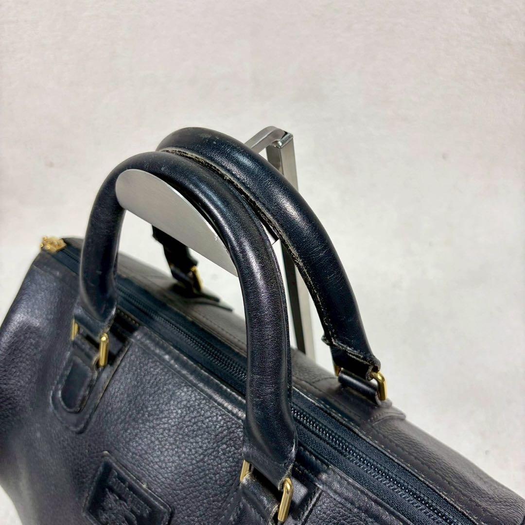 【美品✨】バーバリー ミニボストンバッグ ノバチェック ホースロゴ レザー 黒