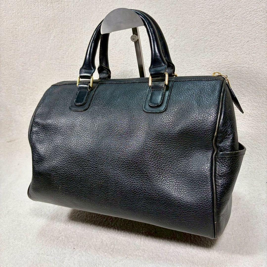 【美品✨】バーバリー ミニボストンバッグ ノバチェック ホースロゴ レザー 黒