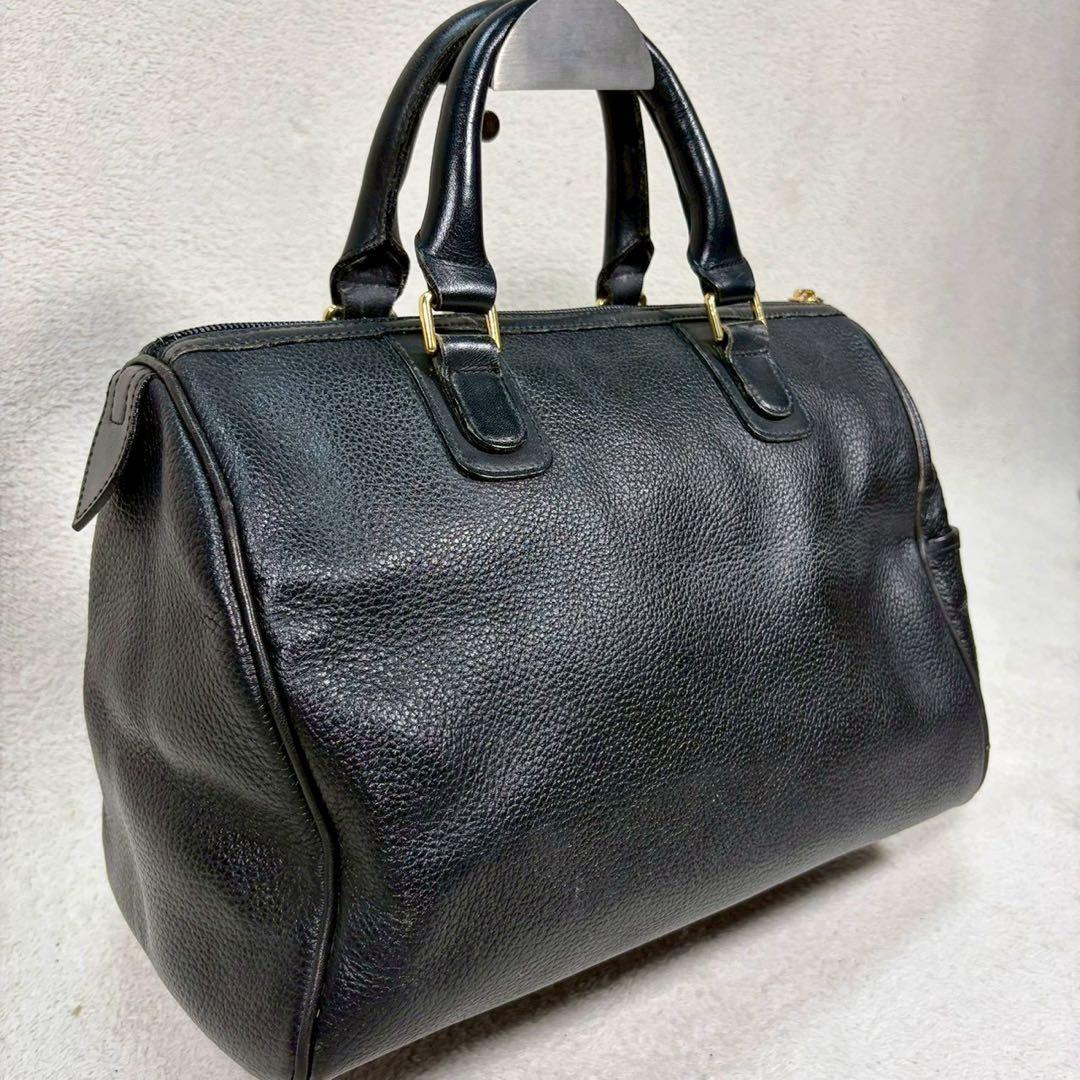 【美品✨】バーバリー ミニボストンバッグ ノバチェック ホースロゴ レザー 黒