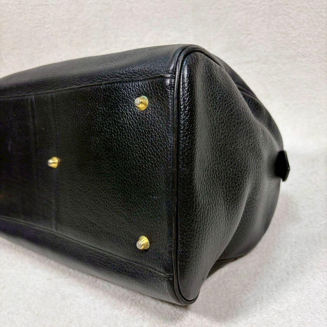 【美品✨】バーバリー ミニボストンバッグ ノバチェック ホースロゴ レザー 黒