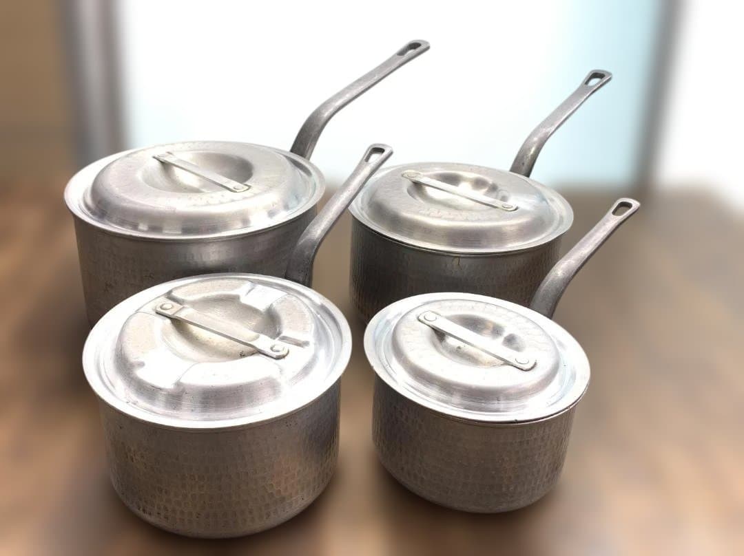 アカオアルミ DON 片手鍋 4点セット直径24・21・18・15㎝ 蓋付き①