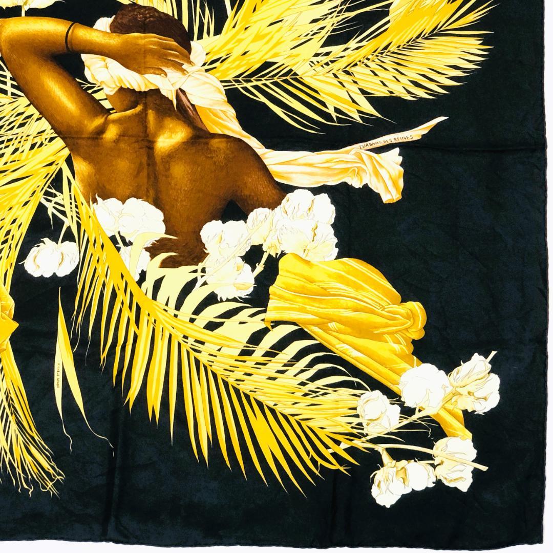 HERMES エルメス カレ90 王妃のターバン スカーフ ブラック系 タグあり