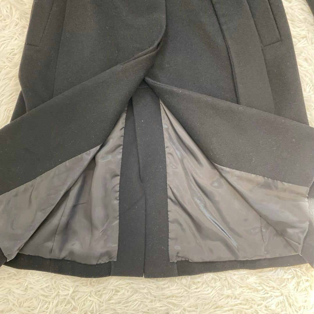 ピンキーアンドダイアン カシミヤ混 フォックスファーコート ベルト付き 黒 38