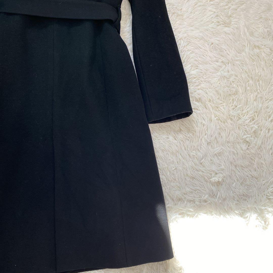 ピンキーアンドダイアン カシミヤ混 フォックスファーコート ベルト付き 黒 38