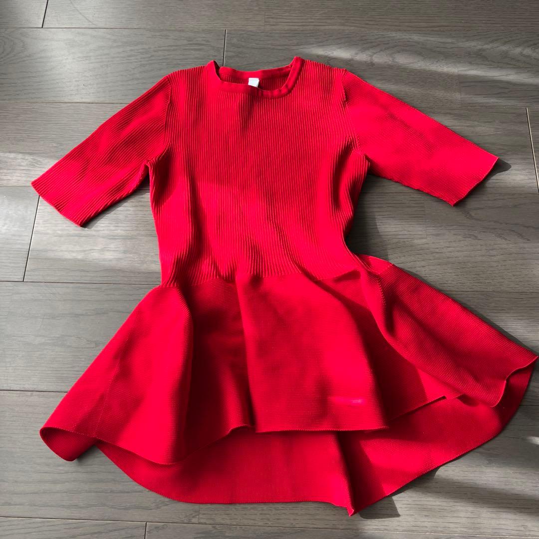 cfclリブ編みフレアトップスFフリーサイズレッド