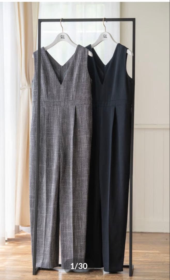 [試着のみ]sugaryuu ★クラシックツイードジャンプスーツ★ネイビー★S