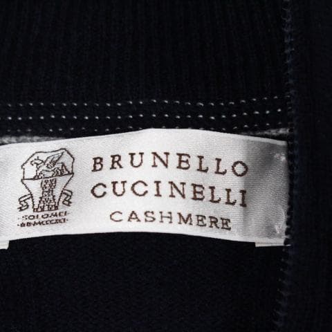 ◇良品 ブルネロクチネリ ダークネイビー Wジップカーディガン ウール×カシミヤ