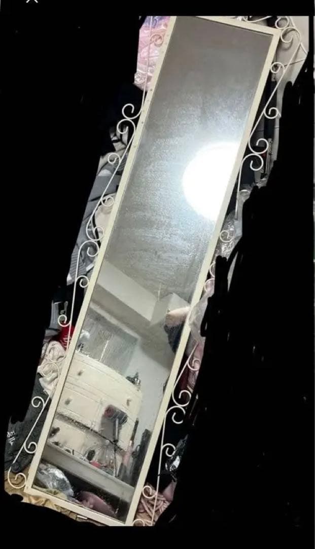 姿見　全身鏡　アイボリー　アンティーク　ロココ調　可愛い