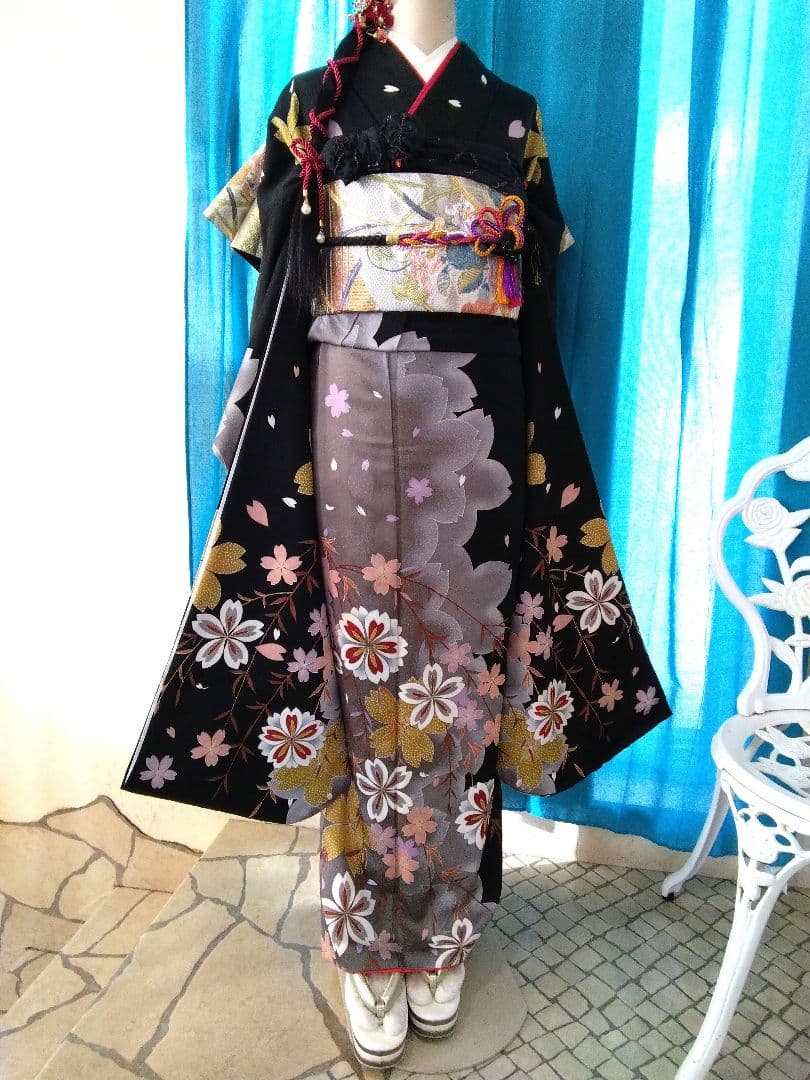 振袖フルセット、正絹振袖成人式、重ね衿帯揚げ帯締め、西陣袋帯、長襦袢